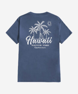 Hawaii Men Cotton Coconut Tree & Letter Graphic